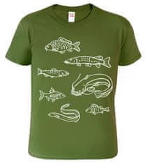 Hobbytriko Rybářské tričko - Ryby našich vod Barva: Military (69), Velikost: 4XL