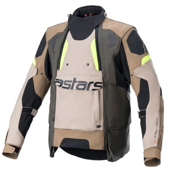 Alpinestars bunda HALO DRYSTAR dark khaki/sand/fluo černo-žluto-hnědo-béžová