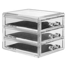 Northix Transparent Jewelery Box with 3 Drawers 