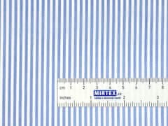 Mirtex Plátno HALENA 100 (30914 Košilovina modrý proužek)-140cm, 1 běžný metr