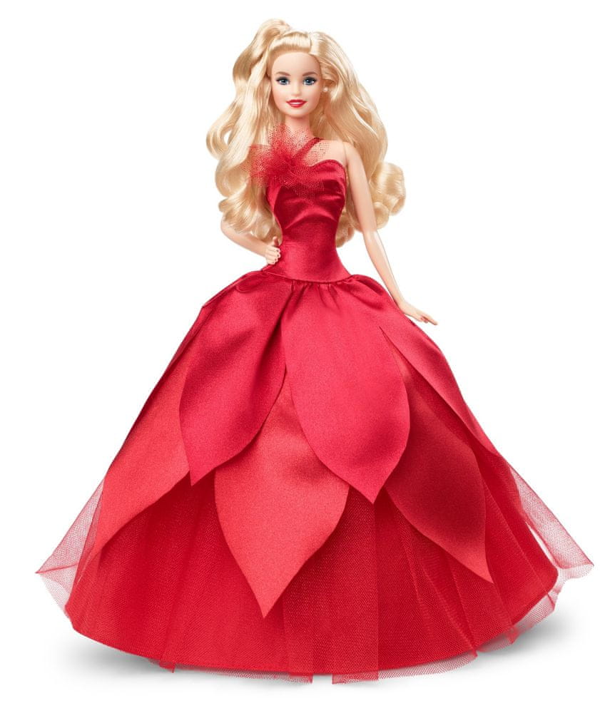 Mattel Barbie Vánoční panenka 2022 Blondýnka HBY03