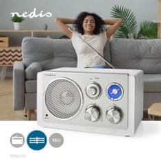 Nedis RDFM5110WT retro FM radiopřijímač, 15 W, síťové napájení, bílá