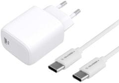 GoGEN síťová nabíječka ACHPD 120, USB-C, 20W, bílá + kabel USB-C, 1m, bílá