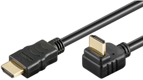 PremiumCord HDMI zahnutý konektor 270° 2m + Ethernet kabel