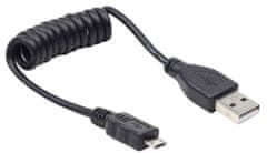 Gembird CABLEXPERT kabel USB A Male/Micro B Male 2.0, 60cm, kroucený, černá