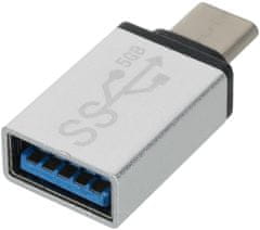 PremiumCord adaptér USB 3.1 konektor C/male - USB 3.0 A/female, OTG, stříbrná