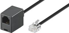 PremiumCord Kabel prodlužovací telefonní rovný 6P4C plug - 6P4C jack 10m, černá