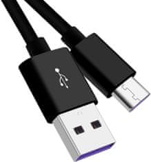 PremiumCord kabel USB-C - USB-A 2.0, M/M, Super fast charging, 5A, 1m, černá