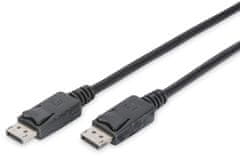 Digitus kabel DisplayPort 1.2, M/M, se západkou, 1m, černá