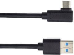 PremiumCord Kabel USB-C, zahnutý konektor 90° - USB 3.0 A/M, 1m