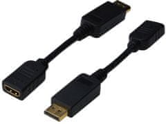 Digitus adaptér DisplayPort - HDMI, M/F, 15cm, černá