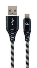 Gembird kabel CABLEXPERT USB-A - USB-C, M/M, PREMIUM QUALITY, opletený, 1m, černá/bílá
