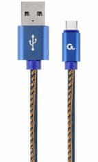 Gembird kabel CABLEXPERT USB-A - USB-C, M/M, PREMIUM QUALITY, opletený, 1m, jeans