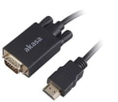 Akasa kabel k monitoru HDMI - VGA, 1920x1080p@60Hz, 2m, černá