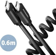 AXAGON kabel USB-C - USB-C TWISTER USB2.0, 3A, kroucený, 0.6m, černá