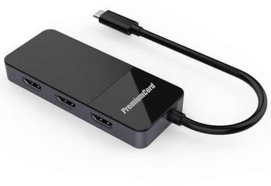 PremiumCord adaptér USB-C - 3xHDMI 2.0 4K@60Hz, MST