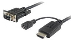 PremiumCord převodník HDMI na VGA s napájecím micro USB konektorem, černá