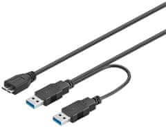 PremiumCord USB 3.0 napájecí Y kabel A/Male + A/Male -- Micro B/Mmale