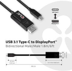 Club 3D kabel USB Typ C na DisplayPort 1.4 8K 60Hz (M/M), 1,8m