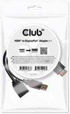 Club 3D adaptér HDMI 1.4 na DisplayPort 1.1 (M/F), USB napájení, 18cm