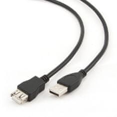 Gembird CABLEXPERT kabel USB A-A 1,8m 2.0 prodlužovací HQ zlacené kontakty, černá