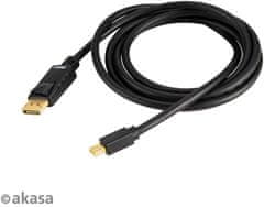 Akasa kabel Mini DisplayPort - DisplayPort, M/M, 8K@60Hz, 2m, černá