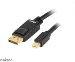 Akasa kabel Mini DisplayPort - DisplayPort, M/M, 8K@60Hz, 2m, černá