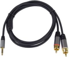 PremiumCord stíněný kabel stereo Jack 3.5mm - 2x CINCH, M/M, HQ, 3m, černá