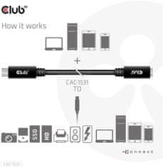 Club 3D prodlužovací kabel USB-C, 5Gbps, 60W(20V/3A), 4K@60Hz (M/F), 1m