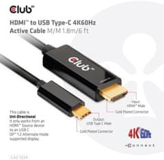 Club 3D aktivní kabel HDMI na USB-C, 4K60Hz, 1.8m, M/M