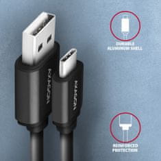 AXAGON kabel USB-A - USB-C TWISTER USB2.0, 3A, kroucený, ALU, tpe, 1.1m, černá