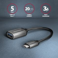 AXAGON adaptér USB-C - USB-A (M/F), USB 3.2 Gen 1, 3A, 20cm