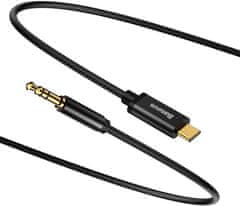 BASEUS kabel audio Yiven Series, USB-C - Jack 3.5mm, M/M, 1.2m, černá