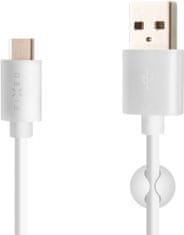 FIXED dlouhý datový a nabíjecí kabel s konektorem USB-C, USB 2.0, 2 metry, 3A, bílá