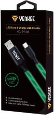 Yenkee YCU 341 nabíjecí kabel USB-C, LED, 1m, zelená