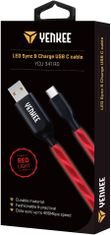 Yenkee YCU 341 nabíjecí kabel USB-C, LED, 1m, červená