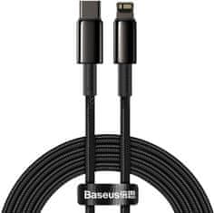 BASEUS kabel Tungsten Gold, USB-C - Lightning, M/M, rychlonabíjecí, datový, 20W, 2m, černá