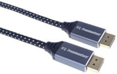 PremiumCord kabel DisplayPort 1.4, kovové a zlacené konektory, 1m