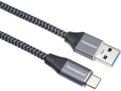 PremiumCord kabel USB-A - USB-C, USB 3.2 gen. 1, 3A, 5Gbit/s, opletený, 0.5m