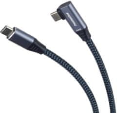 PremiumCord kabel USB-C, USB 3.2 gen. 2, 3A, 60W, 20Gbit/s, zalomený, opletený, 0.5m