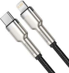 BASEUS kabel Cafule Series, USB-C - Lightning, M/M, nabíjecí, datový, 20W, 0.25m, černá