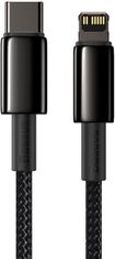 BASEUS kabel Tungsten Gold, USB-C - Lightning, M/M, rychlonabíjecí, datový, 20W, 2m, černá