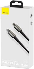 BASEUS kabel Tungsten Gold, USB-C - Lightning, M/M, rychlonabíjecí, datový, 20W, 2m, černá