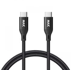 MAX kabel USB-C, 95W, opletený, 2m, černá