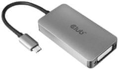 Club 3D adaptér USB-C 3.2 Gen1 - DVI-D (Dual Link), M/F, aktivní, HDCP OFF, 24.5cm, stříbrná