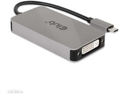 Club 3D adaptér USB-C 3.2 Gen1 - DVI-D (Dual Link), M/F, aktivní, HDCP OFF, 24.5cm, stříbrná