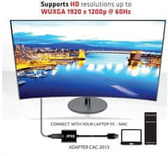 Club 3D adaptér DisplayPort 1.1a - VGA, M/F, WUXGA@60Hz, aktivní, 23cm, černá