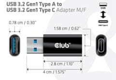 Club 3D adaptér USB-A 3.2 Gen1 na USB-C 3.2 Gen1 (M/F), černá