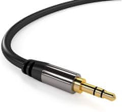 PremiumCord kabel stereo Jack 3.5mm, M/M, HQ, stíněný, 3m, černá