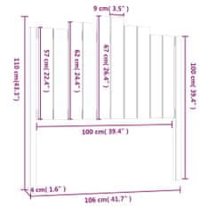 Vidaxl Čelo postele černé 106 x 4 x 110 cm masivní borovice